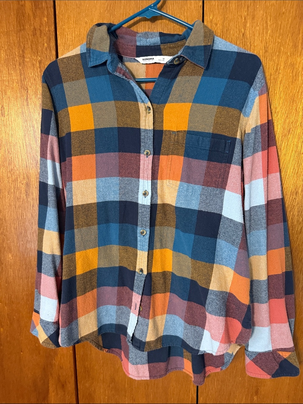 Sonoma Plaid Button-Down Shirt in Blue, Mustard, Tan, Pink & Navy